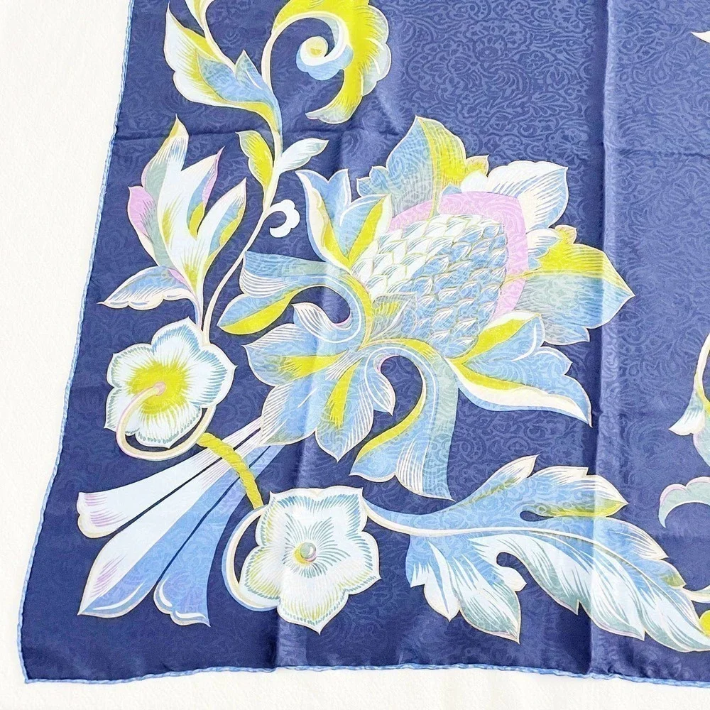 Lanvin Silk Patterned Scarf Raw Edge Detailing 100% Silk